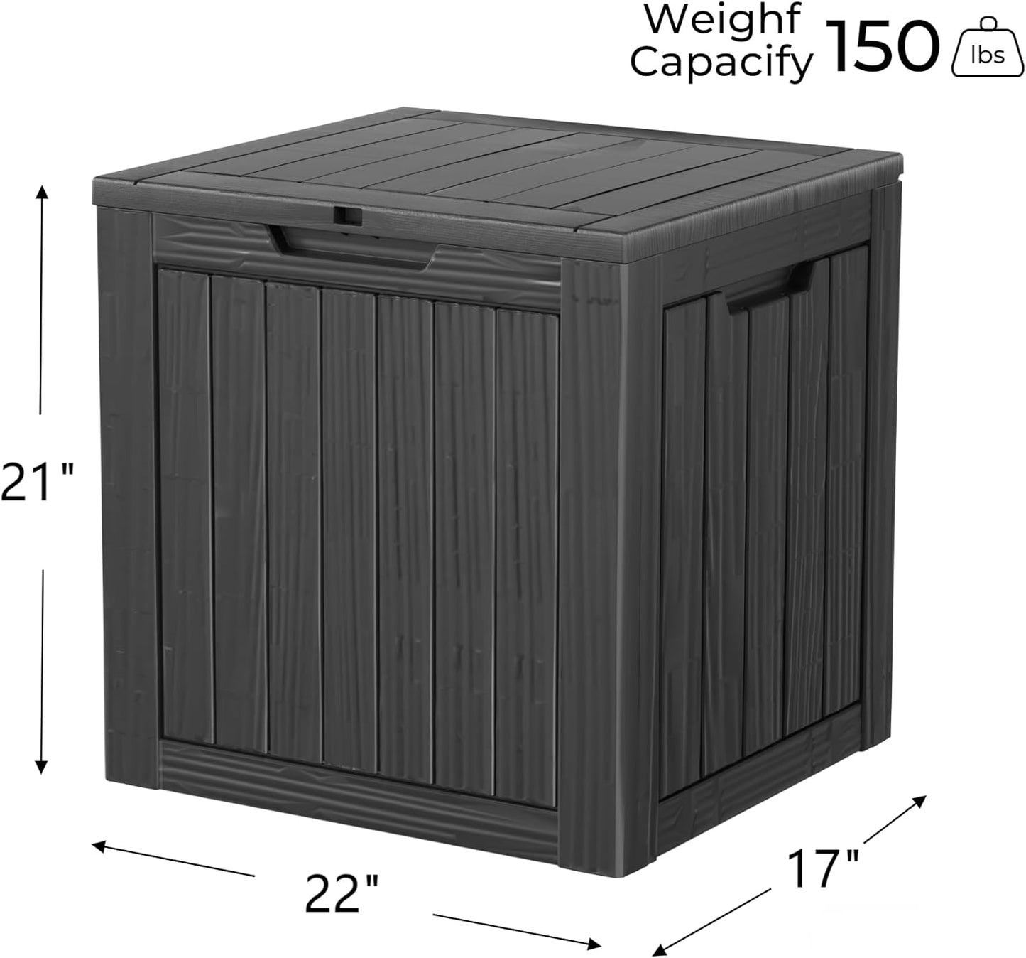 35 Gallon Resin Deck Box, Waterproof Outdoor Storage Bin for Patio, Poolside, and Garden, Lockable & UV-Resistant, Ideal for Small Spaces, Black-VerdiqueGarden