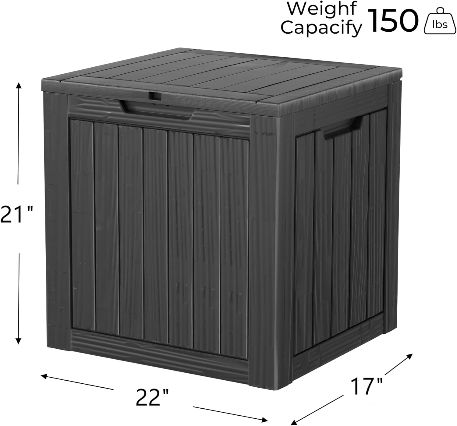 35 Gallon Resin Deck Box, Waterproof Outdoor Storage Bin for Patio, Poolside, and Garden, Lockable & UV-Resistant, Ideal for Small Spaces, Black-VerdiqueGarden