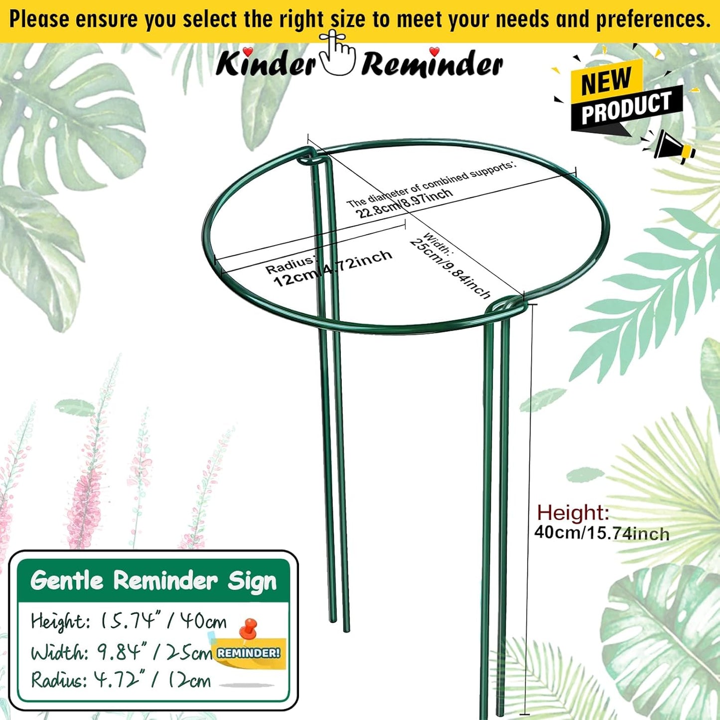 8 Pack Half Round Plant Support Stakes Sets - Strong Plant Support, Versatile Plant Cages, Durable Plant Stakes, Plant Support Rings for Indoor and Outdoor Plants, Such as Peonies, Hydrangeas, Roses-VerdiqueGarden