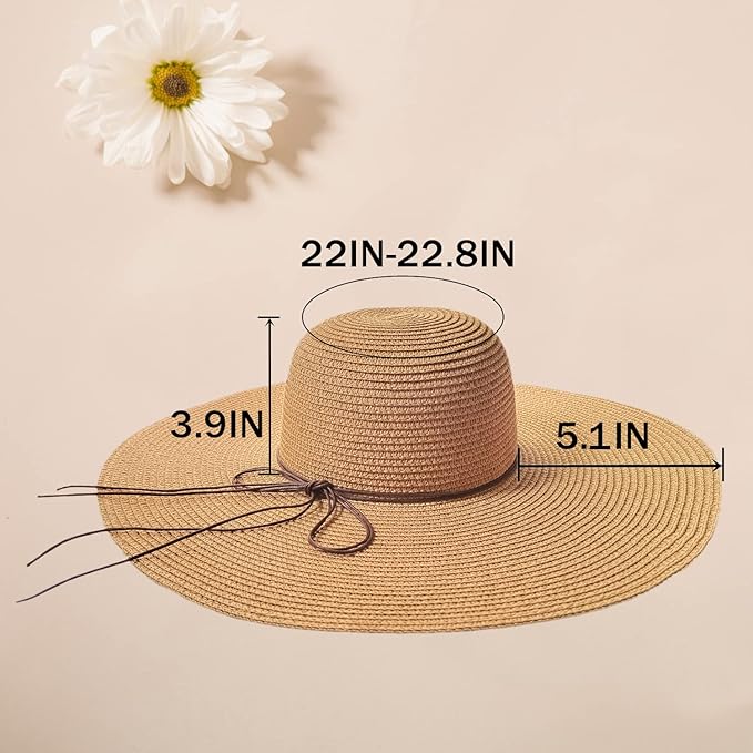 Floppy Big Beach Straw Hats for Women Foldable Summer Wide Brim Packable Sun Hat Womens Travel Straw Fedora Hat-VerdiqueGarden