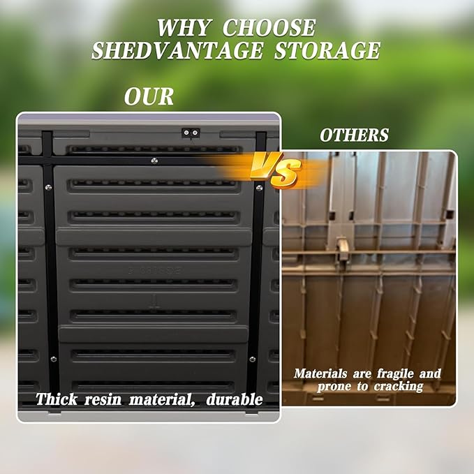 100 Gallon Plus Resin Deck Box, Waterproof Outdoor Storage Bin for Patio Furniture, Pool Accessories, and Garden Tools, Lockable & UV-Resistant, Brown-VerdiqueGarden