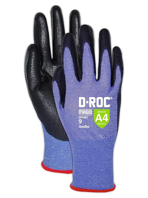 MAGID D-ROC ANSI A4 AeroDex Polyurethane Palm Coated Work Gloves, 1 Pair, 0-VerdiqueGarden