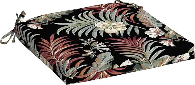Arden Selections Rocking Chair Cushion, 19 x 18, Rain-Proof, Fade Resistant, Cushions for Rocking and Outdoor Chairs 18 x 19, Simone Black Tropical (Pack of 4)-VerdiqueGarden