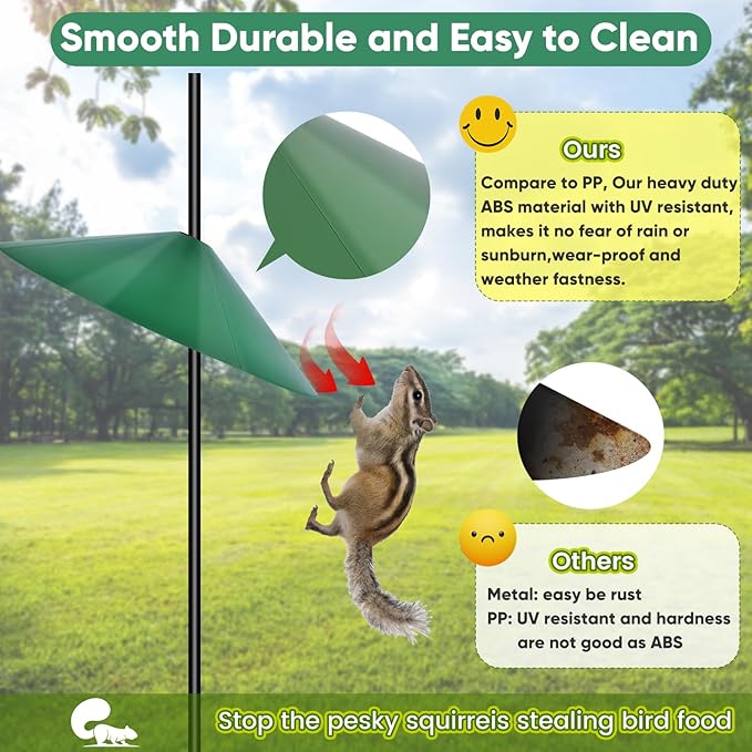 24-inch Large Outdoor Squirrel Baffles for Bird Feeders Pole, Two Way Use, Green Color-VerdiqueGarden