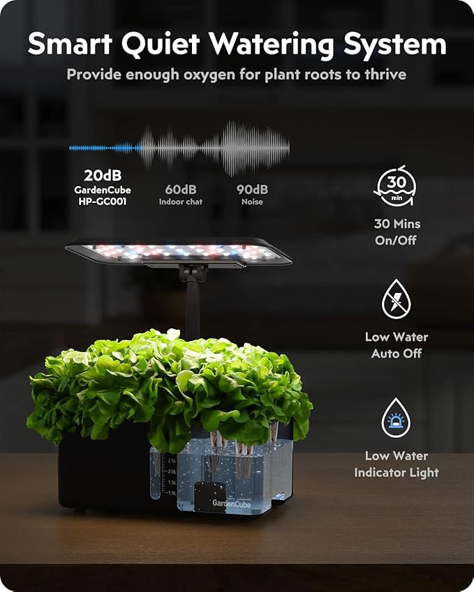 Hydroponics Growing System Indoor Garden: Herb Garden Kit Indoor with LED Grow Light Quiet Smart Water Pump Automatic Timer Healthy Fresh Herbs Vegetables - Hydroponic Planter for Home Kitchen Office-VerdiqueGarden