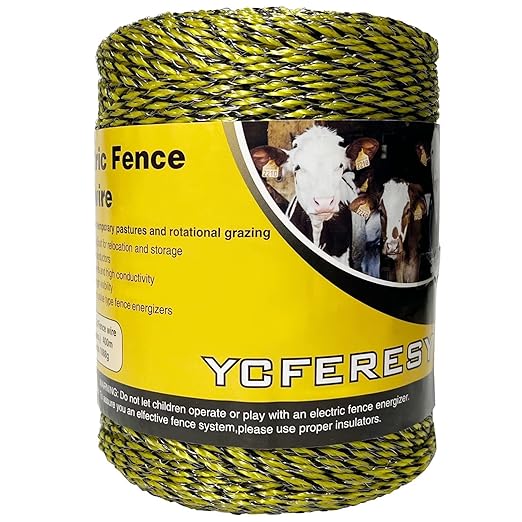 Electric Fence Polywire 1312 Feet，400 Meter，6 Stainless Steel Strands for Reliable Conductivity and Rust Resistance，Portable Electric Fence Rope-VerdiqueGarden