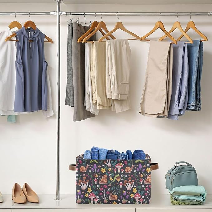 Mushroom Snail Rectangular Storage Basket Organizer Bin Shelf Baskets For Clothes Gifts For Home Office Dorm-VerdiqueGarden