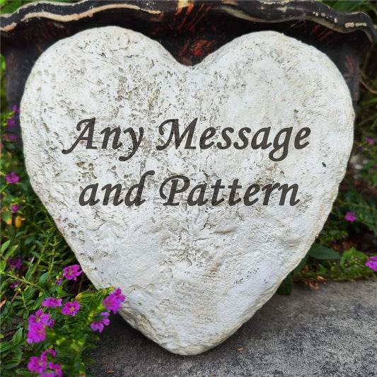 Personalized Decorative Garden Stones Engraved with Any Message and Pattern, Heart Shaped Grave Memorial Rocks Welcome Stones for Garden Gifts Memorial Gifts, 8.6" x 8.6"-VerdiqueGarden