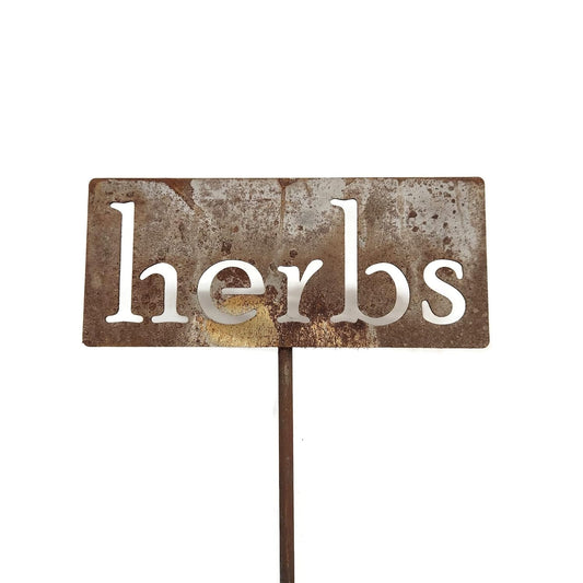 Classic Metal Garden Markers 19 Inches Tall (herbs, Naturally Rusted)-VerdiqueGarden