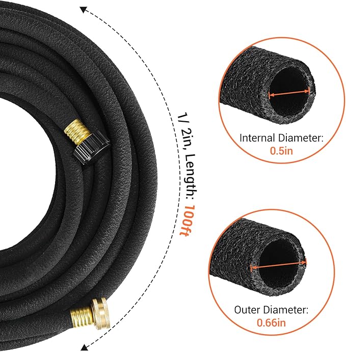 MAMIZO Soaker Hose Kit 100 ft 1/2", Solid Brass Connectors Rubber Longer Lasting, Heavy Duty Drip Hose to Save 70% Water, Soaker Hose for Garden, Lawn and Yard-VerdiqueGarden