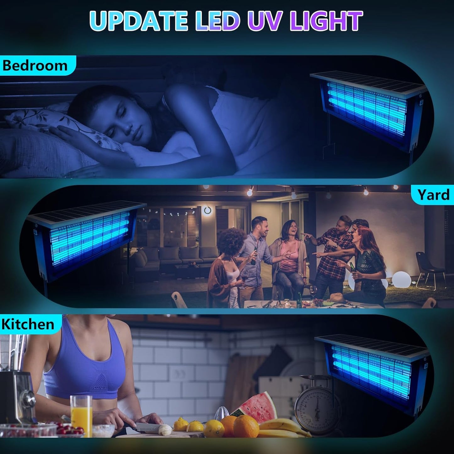 Powerful Large Solar Bug Zapper Outdoor for 4000 sq.ft, Rechargeable Mosquito Zapper with High Powered, Cordless Solar Fly Zapper for Patio Garden Backyard RV Camping Pond with 18W Solar Panel-VerdiqueGarden