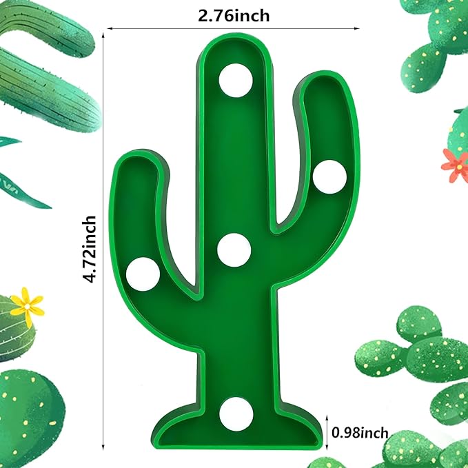 Kathfly 12 Pieces Western Party Decor Cactus Light Centerpieces Mexican Fiesta Party Decorations Night LED Tabletop Lamp Cactus Cute Mini Light for Bedroom Garden Home Cinco De Mayo Gift-VerdiqueGarden