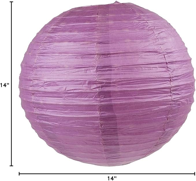 WYZworks - Round Paper Lanterns 10 Pack (Purple Plum, 14") - Hanging Paper Lanterns Lamp for Wedding, Birthday, Party and Home Decorations with 8", 10", 12", 14", 16" Option-VerdiqueGarden