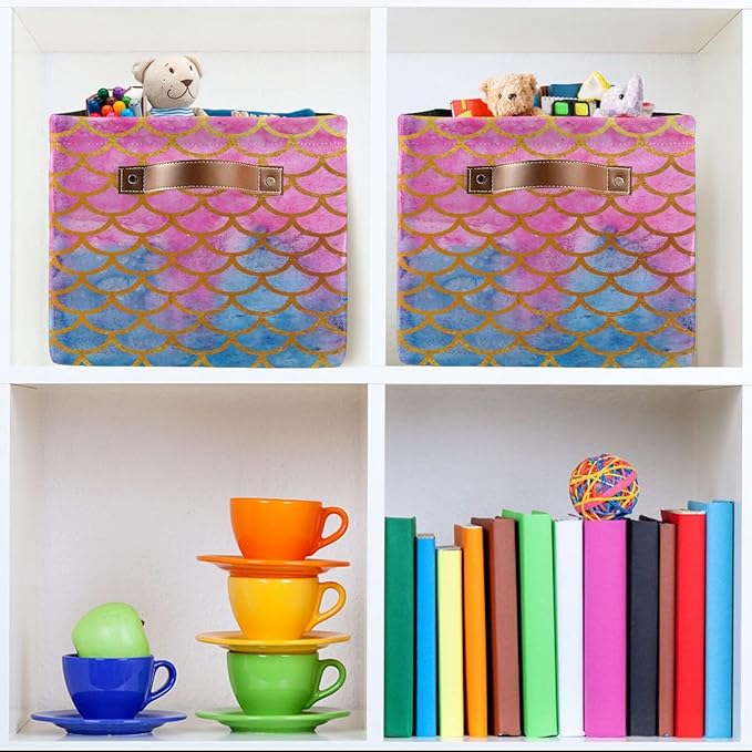 Mermaid Rectangular Storage Basket Organizer Bin Shelf Baskets For Clothes Gifts For Home Office Dorm-VerdiqueGarden