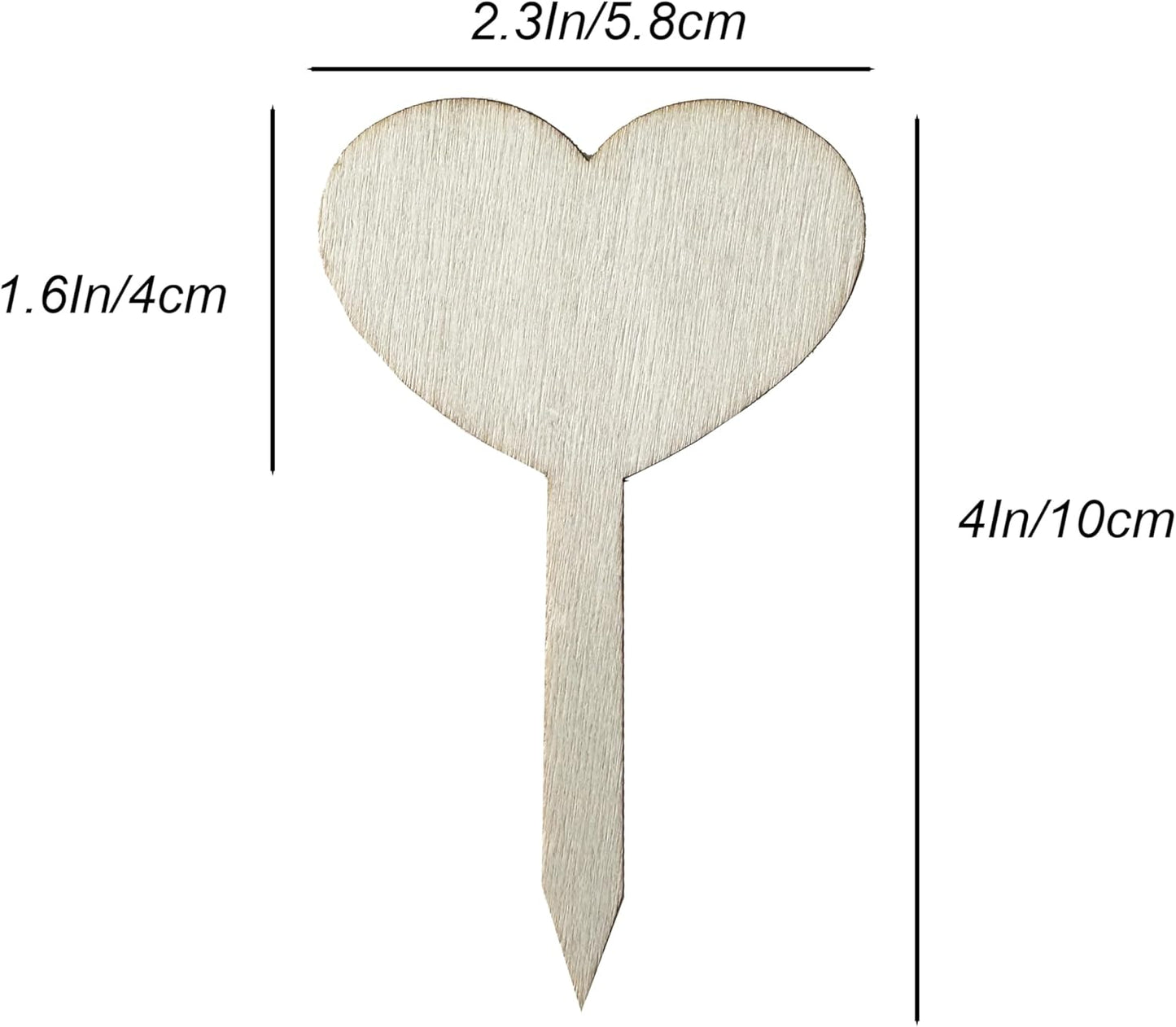 100 Pcs Wood Plant Labels, Natural Wooden Plant Marker Garden Sign Tags, T-Type Garden Markers for Succulents, Herbs, Seedlings, Potted, Flowers, Vegetables (Heart)-VerdiqueGarden
