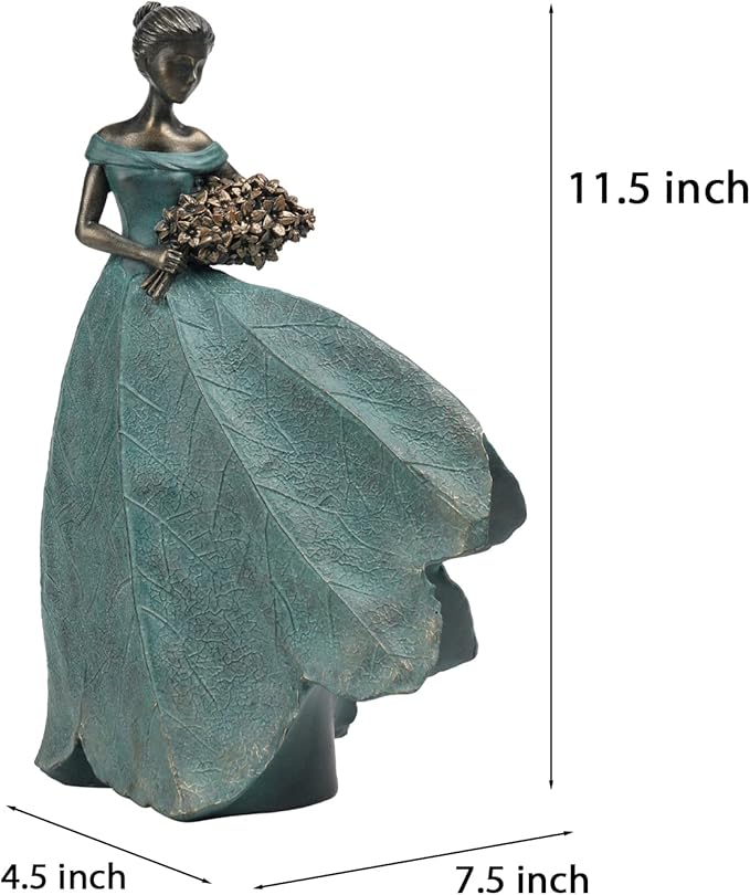Guichifun Fairy Statue Collection Home Decoration - Leaf Angel Girls Resin Modern Table Decor for Living Room Office Sculpture Decor for Women Indoor Rustic Figurines Gift 5 x 3 x 7.5 Inch-VerdiqueGarden