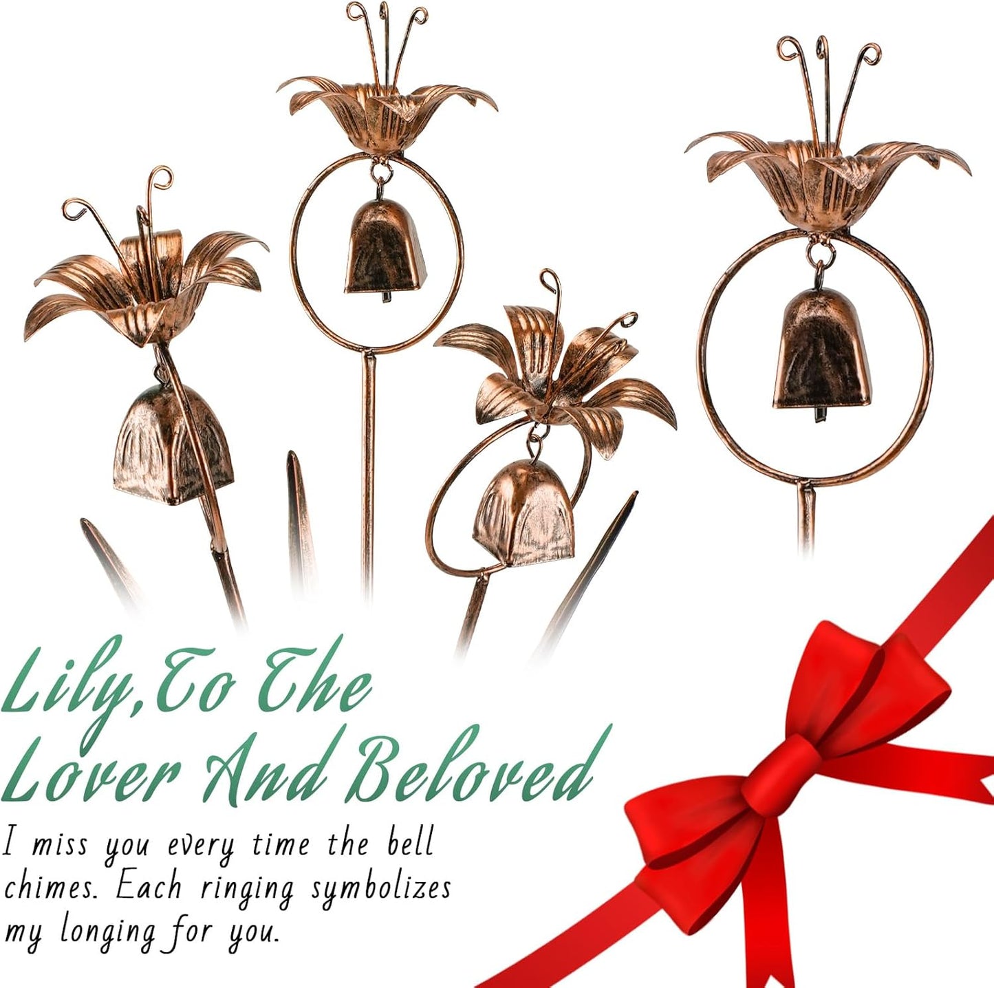 Metal Bronze Calla Lily Flowers with Bells for Outdoor Garden Decor-VerdiqueGarden