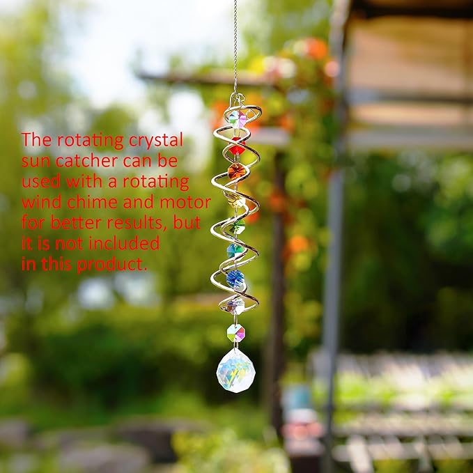 H&D HYALINE & DORA Sun Catchers for Windows,Crystal Sun Catcher with Seven Chakra Beads,Decorative Wind Spinner Tail Suncatcher for Indoor Christmas Decoration17.7in-VerdiqueGarden