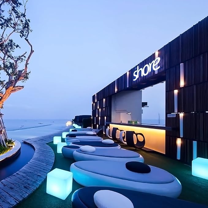 Mr.Go 16-inch Rechargeable LED Cube Chair Light, 16 RGB Colors Glow Cube Seat w/Remote, Waterproof LED Cube Table, Color Changing Cube Floor Lamp, Home Bedroom Patio Party Decorative Lighting-VerdiqueGarden