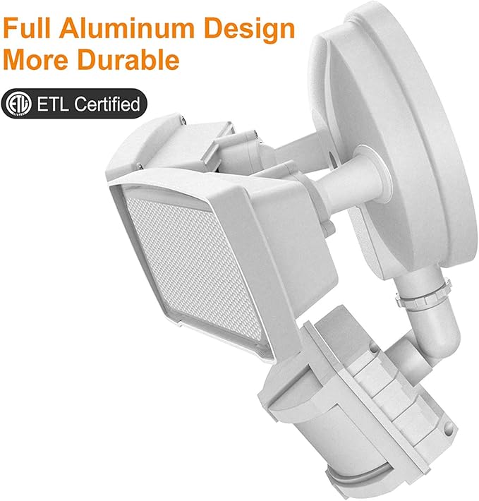 LEPOWER LED Motion Sensor Security Lights Outdoor, 30W 3200LM, 5500K, IP65 Waterproof, 2 Head Motion Detector Flood Light for Garage, Yard, Porch, White (NOT Solar Powered)-VerdiqueGarden