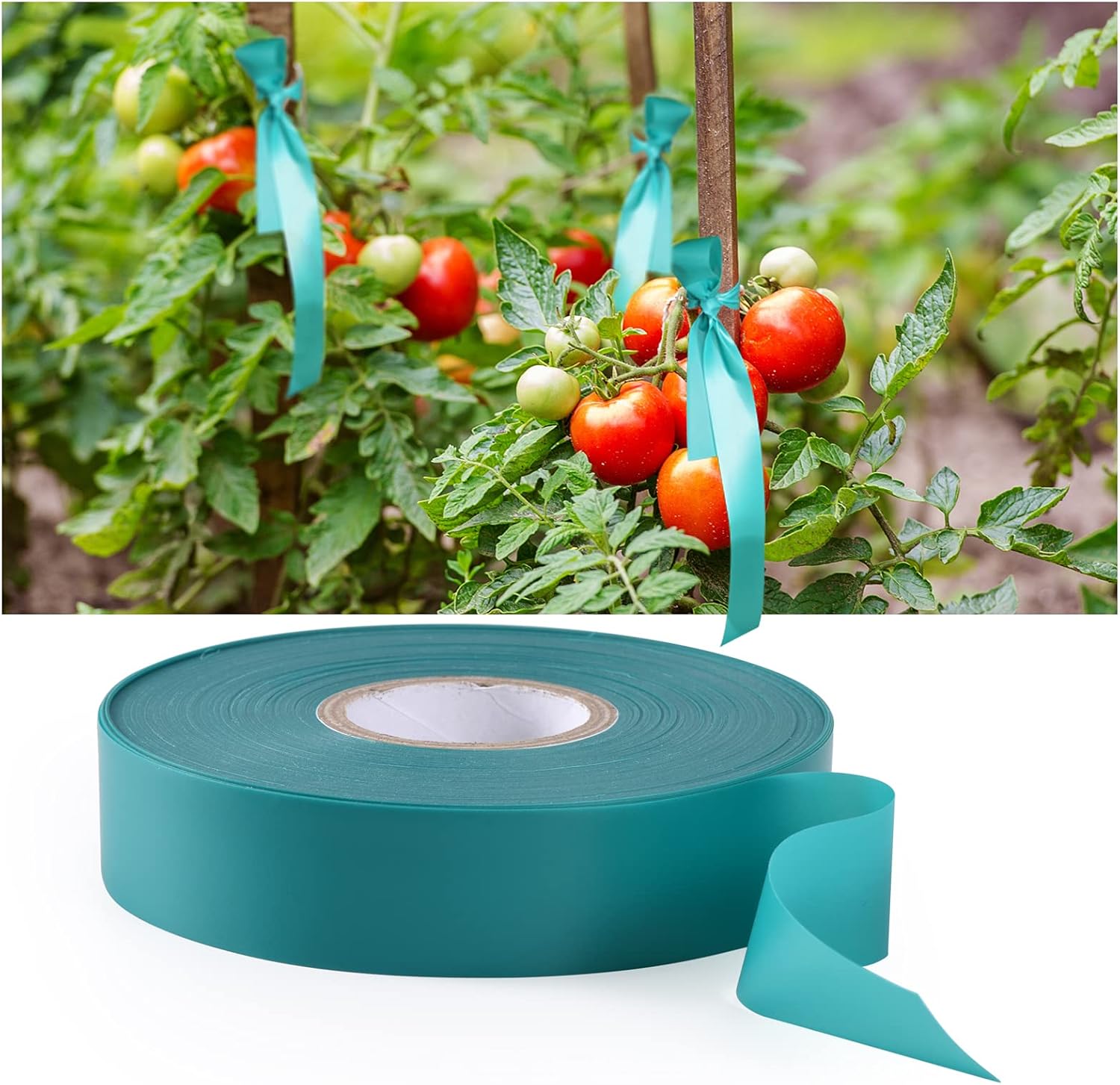 4 Rolls Stretch Tie Tape, 1” Wide 200FT Reusable Garden Plant Ties Green Tapes for Plants, Thick Garden Vinyl Stake Ribbon for Branches Flowers Tomatoes Indoor Outdoor Greenhouse-VerdiqueGarden