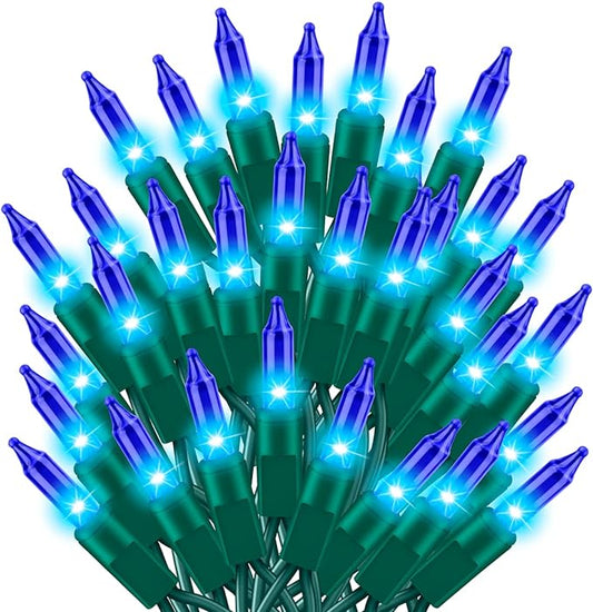 Ultra-Bright Connects End to End Blue Christmas Mini Lights 100L 19.6Ft UL Listed Incandescent Bulb String Light Set for Indoor Outdoor Holiday Garden Party Christmas Tree Garland Decor-VerdiqueGarden