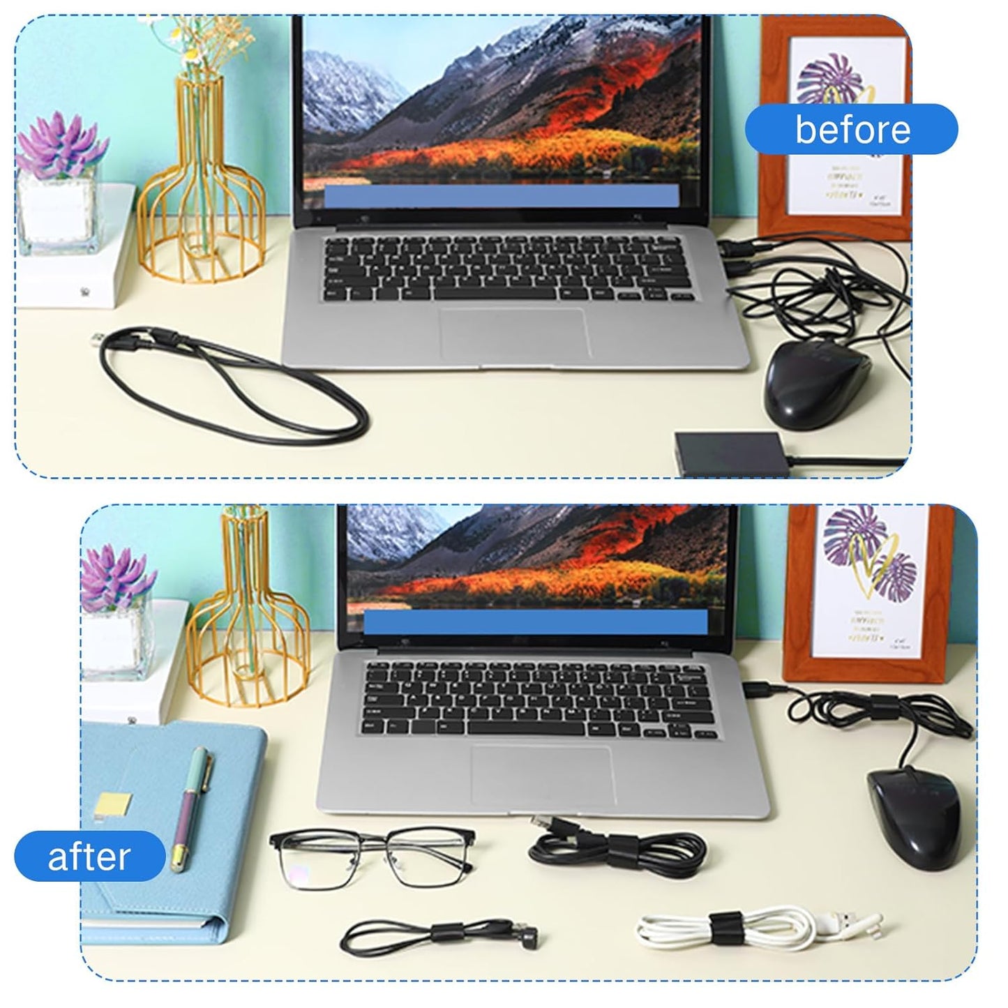 WILLBOND 3/4 Inch x 300ft Fastening Tape Cable Ties Reusable Fastening Nylon Tape Double Side Hook Roll Hook and Loop Straps Wires Cords Management Wire Organizer Straps (Black)-VerdiqueGarden