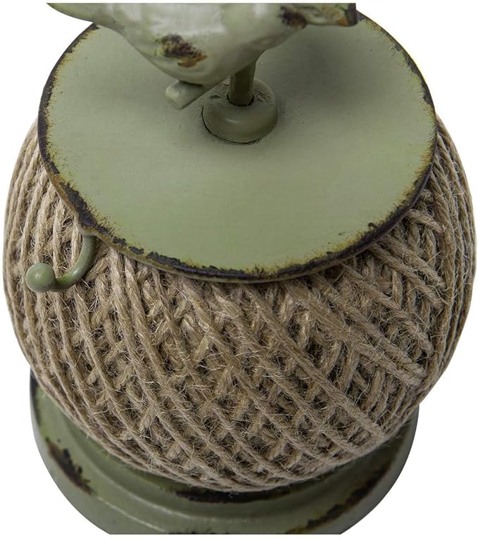 SOFFEE DESIGN Vintage Jute Twine Spool with Scissors Holder Set for Garden Farmhouse Kitchen Antique Twine and Scissors Set Green Birds-VerdiqueGarden