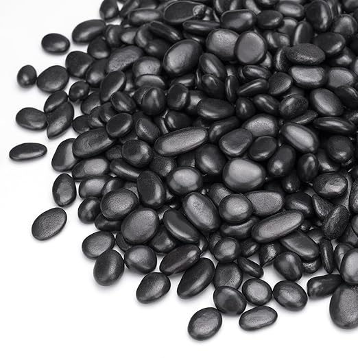 10 lbs Black Pebbles for Indoor Plants, Succulent, Bamboo, Vase, 3/8" Plant Rocks for Pots Indoor, Small River Rocks Decorative Pea Gravel, Highly Polished-VerdiqueGarden