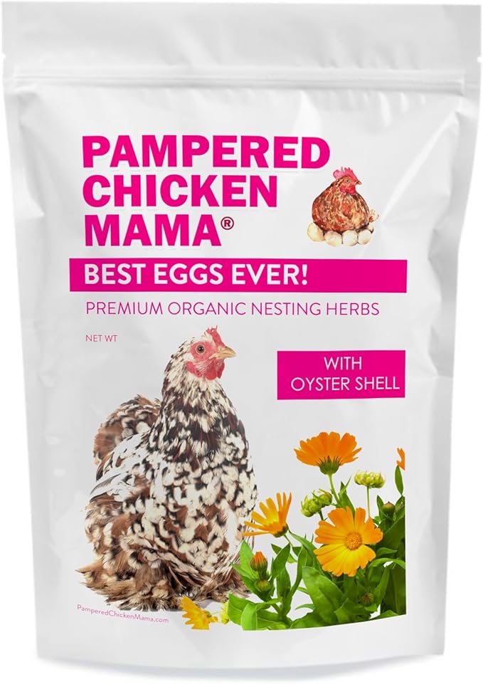 Pampered Chicken Mama Best Eggs Ever! Nesting Herbs for Chickens (16 Ounce/1 Pound) for Chicken Nesting Boxes Calcium Supplement for Chickens | Chicken Feed Supplies, Hen Treats for Coops (1 Bag)-VerdiqueGarden
