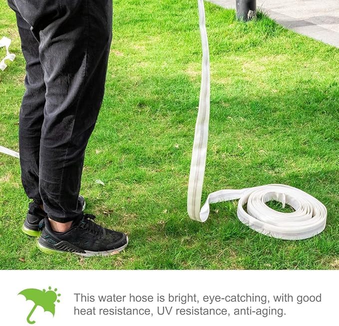 1.5"30M-98ft Lay-Flat Hose Pool Cleaning Belt Water Discharge Pump Hose With Aluminum Clamps Fittings Fire Hose Length Connection Hose Sump Pump Well Pump for House Garden and Irrigation Firehose-VerdiqueGarden