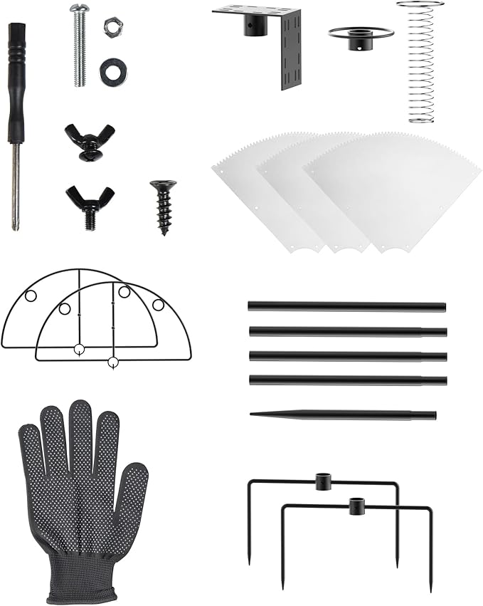 Bird Feeder Pole with Squirrel Baffle - 90 Inch Bird House Pole with Semicircular Hook for Outdoors, Squirrel Proof Baffle with Stainless Steel Spring for Better Defense, Slip-Fit Connection-VerdiqueGarden