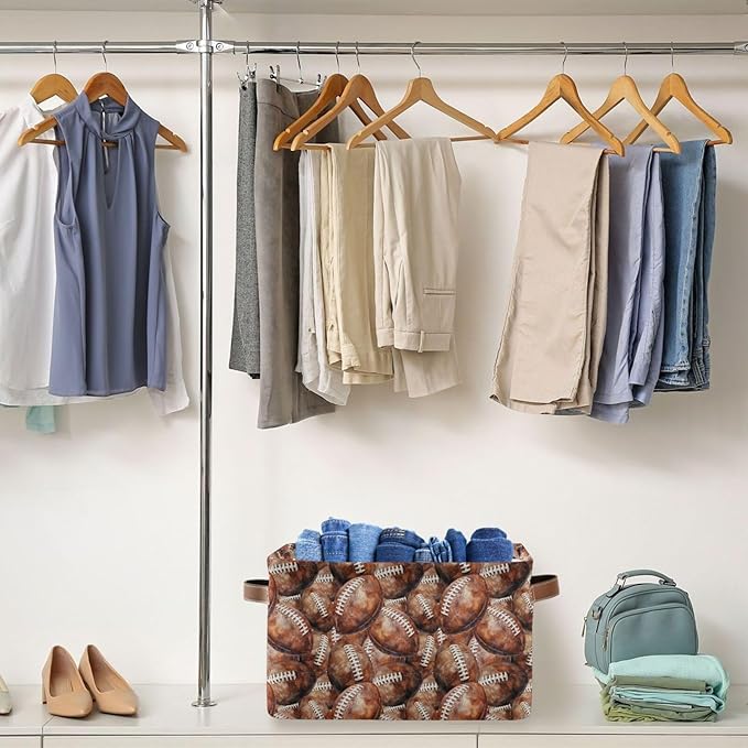 Football Rectangular Storage Basket Organizer Bin Shelf Baskets For Home Office Dorm-VerdiqueGarden