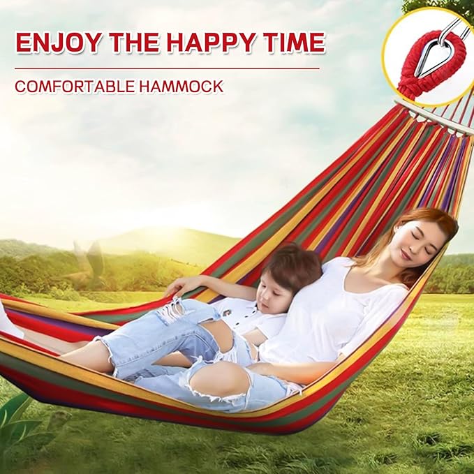 Durable Hammocks 660 Lbs Capacity, Camping Essentials Hiking Gear Accessories Max 2 X Tree Straps & Carabiners & Duckbilled Buckle & Thicker Rope & Portable Carrying Bag Included (red)-VerdiqueGarden
