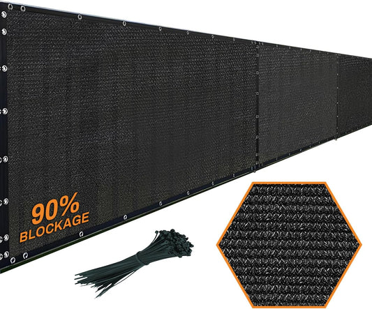 Xpose Safety Privacy Fence Screen 6’ x 50’ – Heavy Duty Black Mesh with 90% Visibility Block, UV Protection – Includes Cable Ties – for Garden, Yard, Nursery, Kennel, Dog Run, Greenhouse-VerdiqueGarden