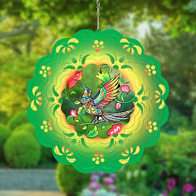 Hummingbird Wind Spinners Metal Hummingbird Gifts for Mom Women Grandma,12inch Hanging Wind Spinner for Outdoor&Indoor Decor Wind Chime Christmas Ornament Gifts for Yard Garden Decoration-VerdiqueGarden