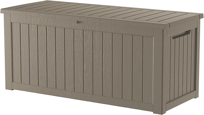 270 Gallon Outdoor Storage Box Patio Deck Box Waterproof, Resin Lockable Outside Large Storage Bin for Pool Cushion Furniture, Garden Tools UV-Resistant, Grey-VerdiqueGarden