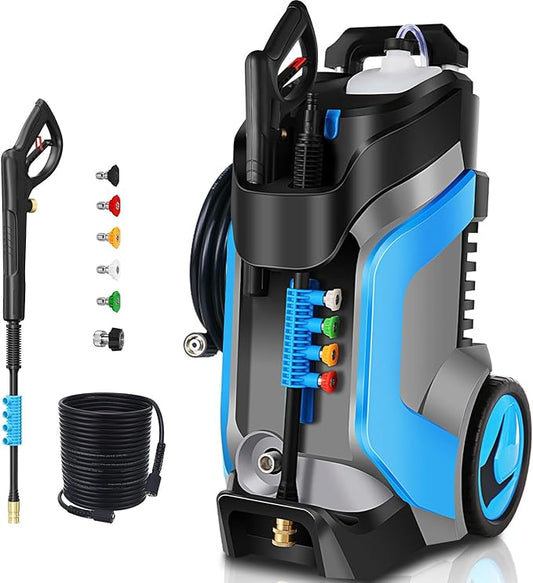 Electric Pressure Washer 5000PSI 4.0GPM Power Washers with M22-14mm Pressure Hose 33FT, Power Sprayers High Pressure with 1/4" QC Compatible Surface Cleaner for Home Cars Driveways, Blue-VerdiqueGarden