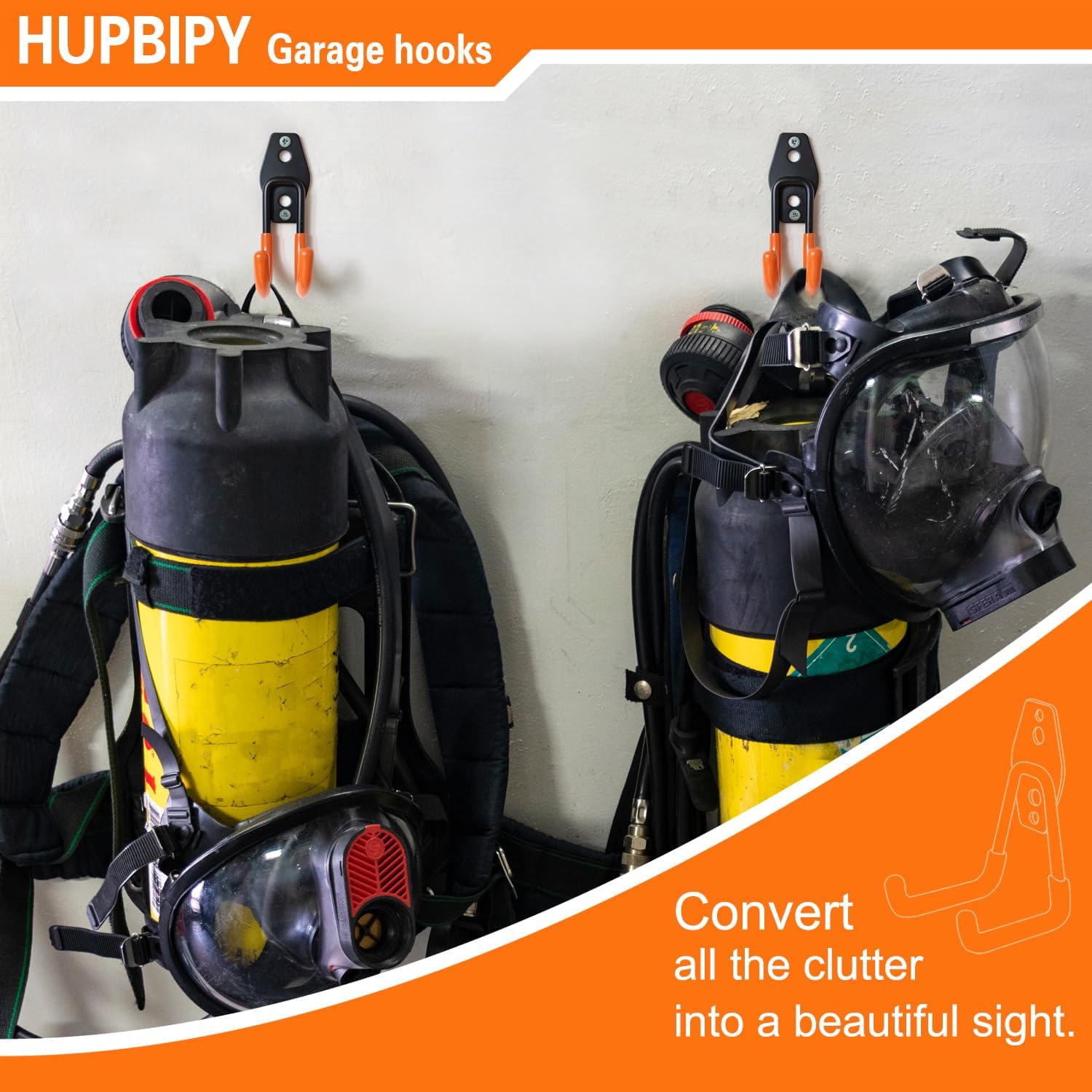 Heavy Duty Garage Hooks 6 Pack, J Shaped Hanger, Wall Mounted Storage System, Power and Garden Tool Organizer, for Hanging Ladders, Bikes Tires, Hose, Bulk Items-VerdiqueGarden