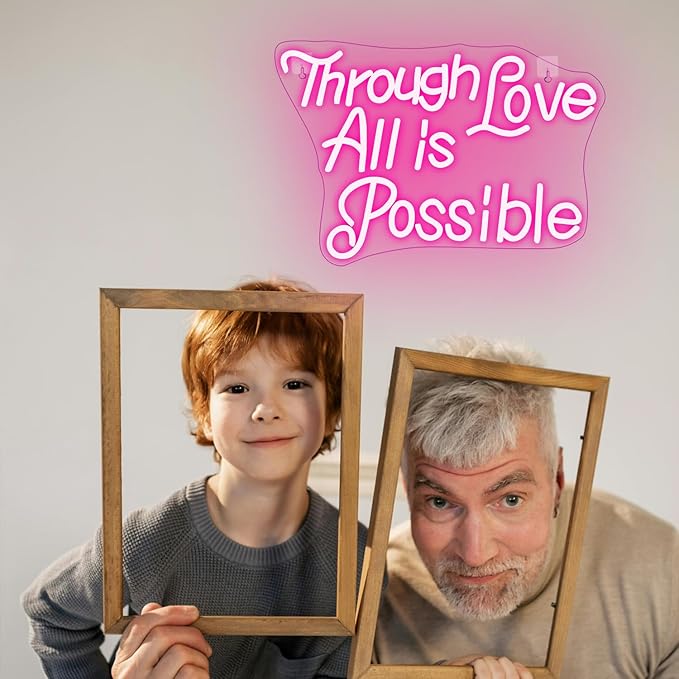 WLHOPE Through Love All is Possible Neon Sign Neon Signs for Wall Decor Dimmable Through Love All is Possible Pink Neon Lights LED Sign for Bedroom,Living Room,Bar,Party,Christmas,Birthday Gift-VerdiqueGarden