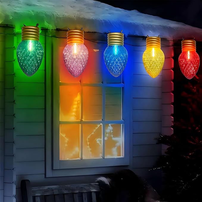 Jumbo Multicolor Christmas String Lights,16FT Jumbo Christmas Hanging Lights with 10 5'' LED C9 Large Strawberry Multicolor Bulbs, Hanging Christmas Decorations Lights for Home Tree Roof Yard Garden-VerdiqueGarden