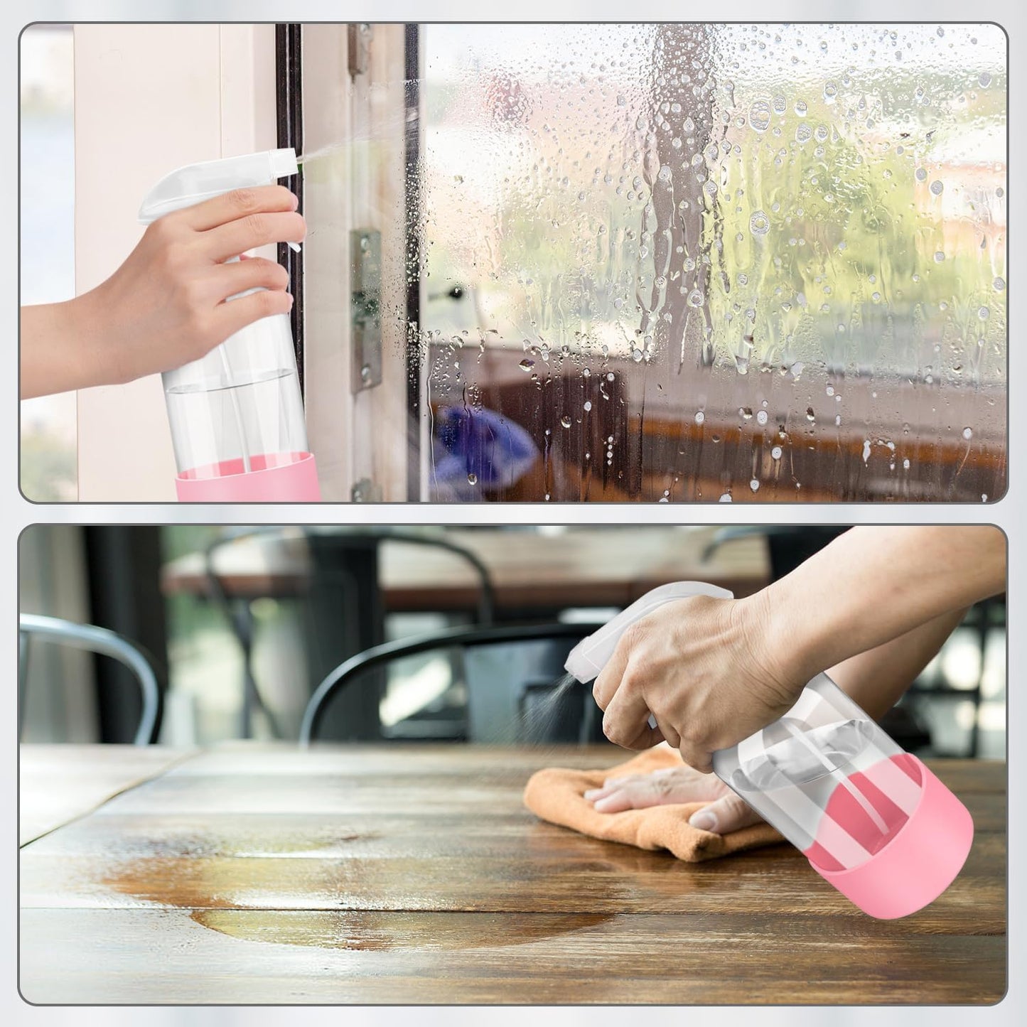 Glass Spray Bottles with Silicone Sleeve Protection, Empty 16 oz Refillable Containers, Reusable Spray Bottles with Adjustable Nozzle for Hair, Cleaning Solutions, 3 Pack Pink-VerdiqueGarden