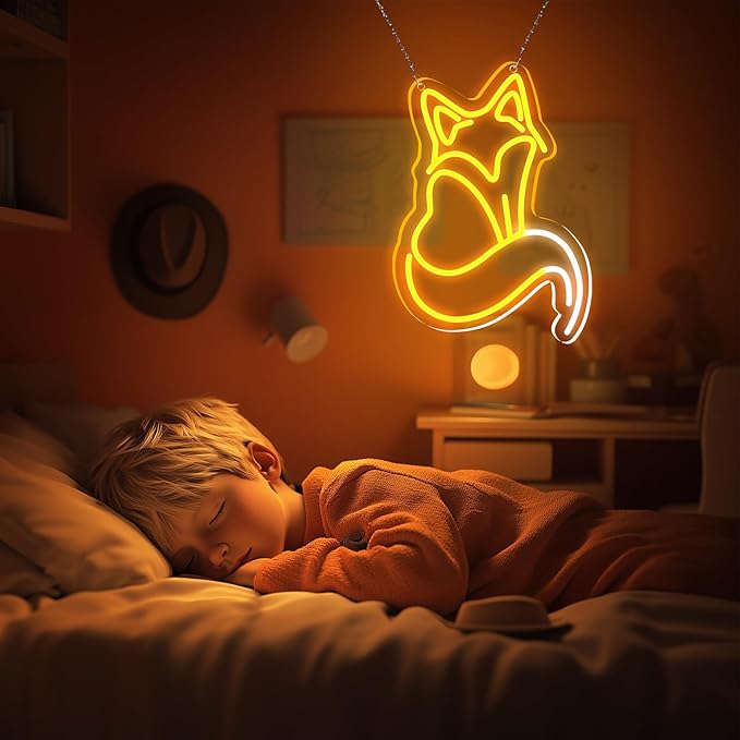 Fox Neon Signs, Fox LED Light for Wall Decor, Dimmable Neon Fox Sign Animal Sign for Fox Lovers Bedroom Living Room Bar Club Art Decor Gifts(14.2 x 9.4 inches) ﻿-VerdiqueGarden