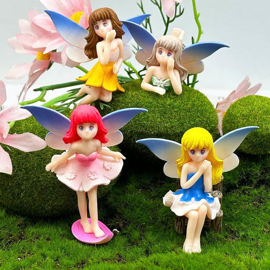 Suartus Miniature Fairy Figurines - 4Pcs Small Flower Fairies Ornaments Resin Mini Fairy Figurines Tiny Elf for DIY Fairy Garden Flower Pot Bonsai Micro Landscapes Craft Decoration Accessories-VerdiqueGarden