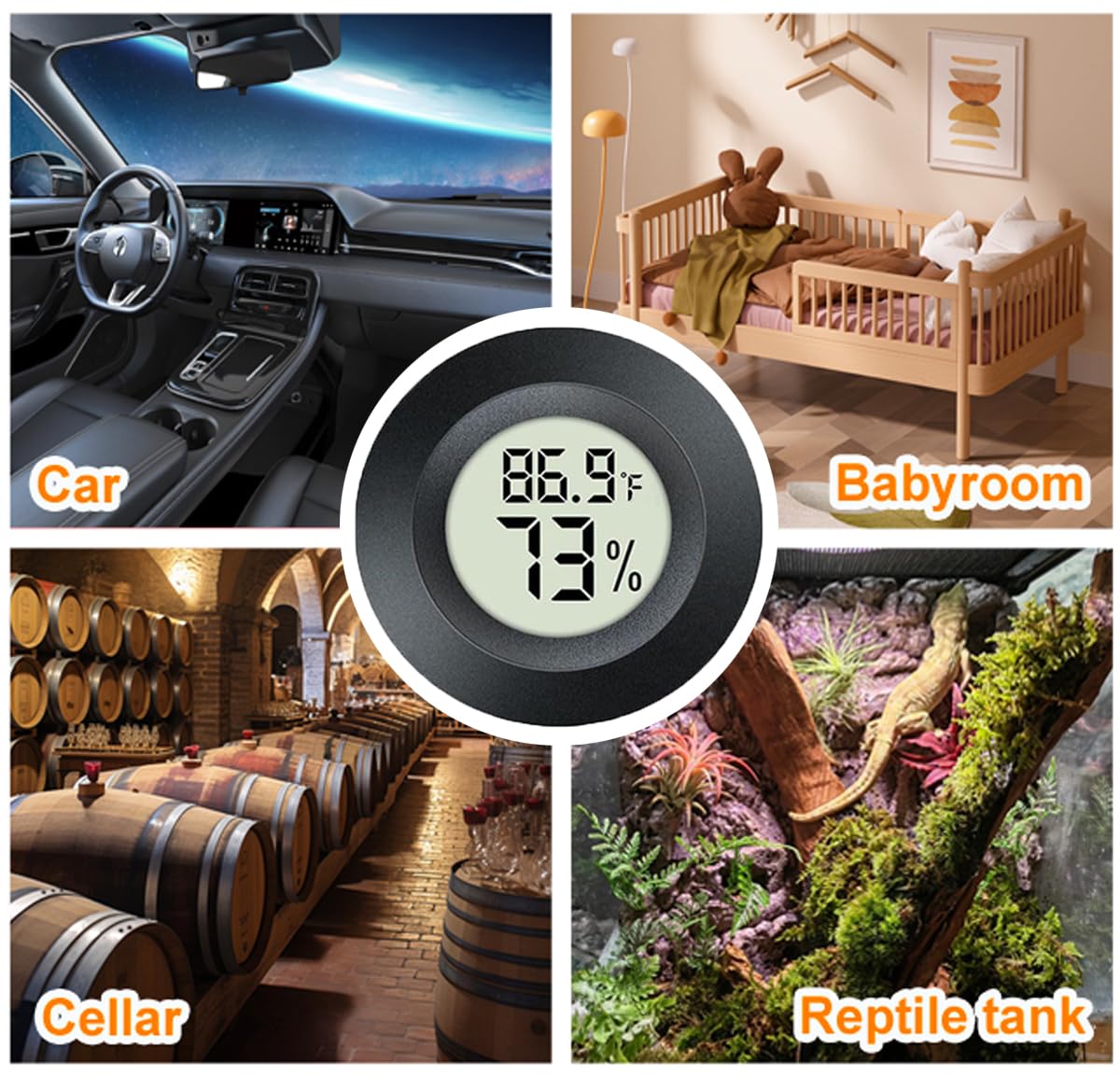 3 Pack Mini Hygrometer Thermometer Digital Humidity Meter Indoor/Outdoor Humidity Monitor Reptile Thermometer for Humidors Garden Cellar Greenhouse ℉/ ℃ (3)-VerdiqueGarden