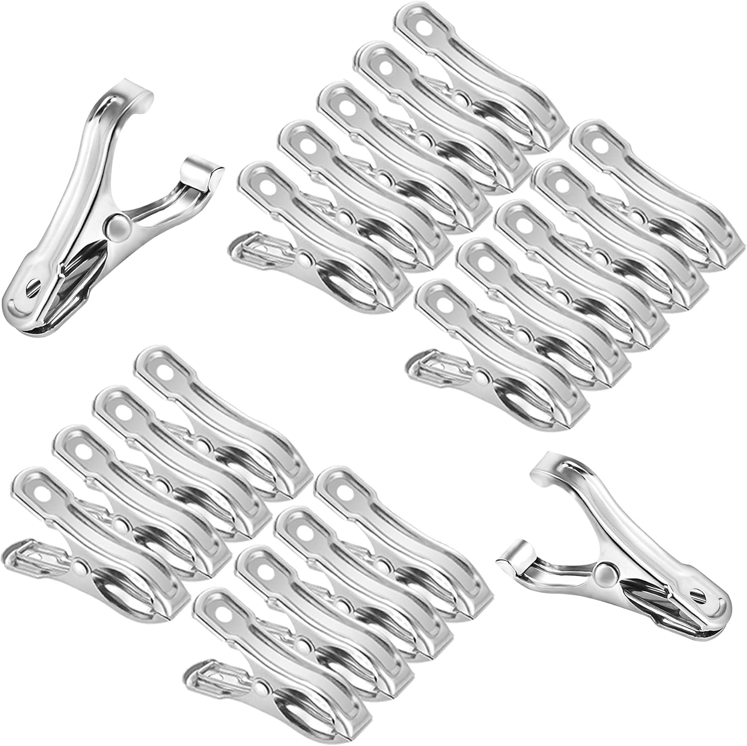 20 Pcs 2inches Gardening Clips for Netting, Greenhouse Clamps Made of Stainless Steel, Have a Strong Grip of Metal Clips, For 3/8'', 1/2'', 3/4'' Garden Hoops or Greenhouse Frame-VerdiqueGarden