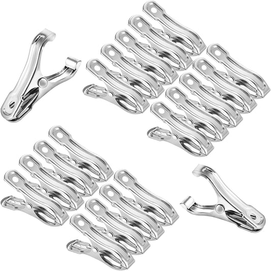20 Pcs 2inches Gardening Clips for Netting, Greenhouse Clamps Made of Stainless Steel, Have a Strong Grip of Metal Clips, For 3/8'', 1/2'', 3/4'' Garden Hoops or Greenhouse Frame-VerdiqueGarden