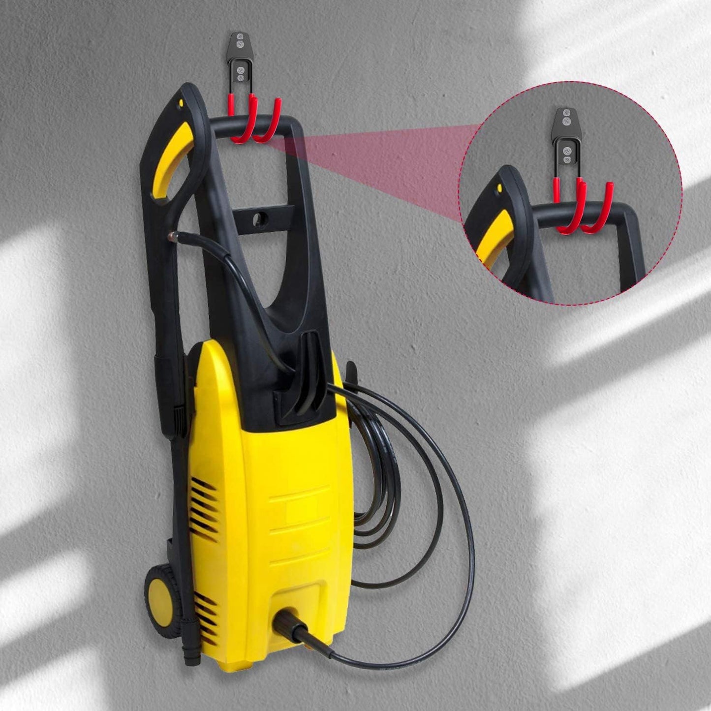 3-H Garden Hose Holder Wall Mount 2 Pack,Solid Steel Hose Hanger,Water Hose Holders for Outside,Perfect for Hanging Outdoor Air Hose,Ropes,Pipes,Garden Tools,Ladders,Bikes,Bulk Items(Red)-VerdiqueGarden