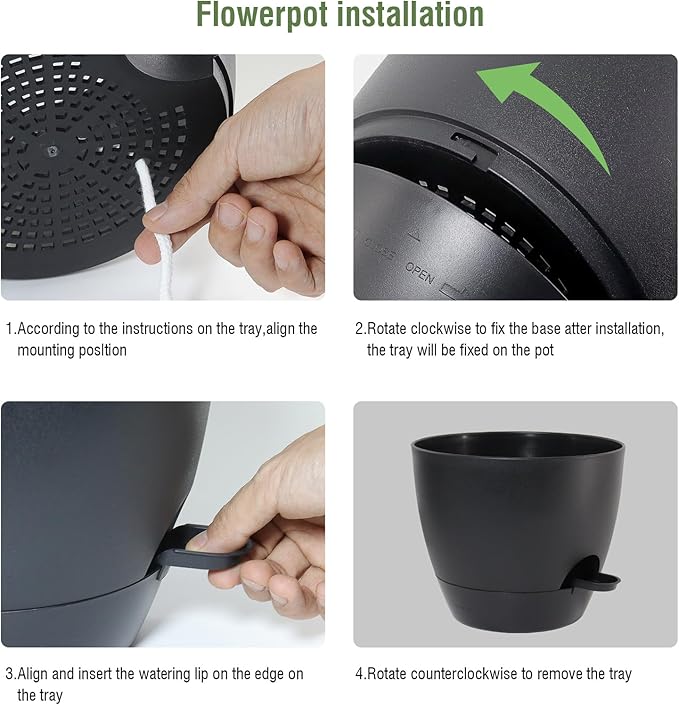 10/9/8 inch Medium Self Watering Pots, Plant Pots with Mesh Drainage Holes for Indoor Outdoor Garden Plants, Flower Pots with Removable Deep Reservoir, Set of 3 Plastic Planters, Black-VerdiqueGarden