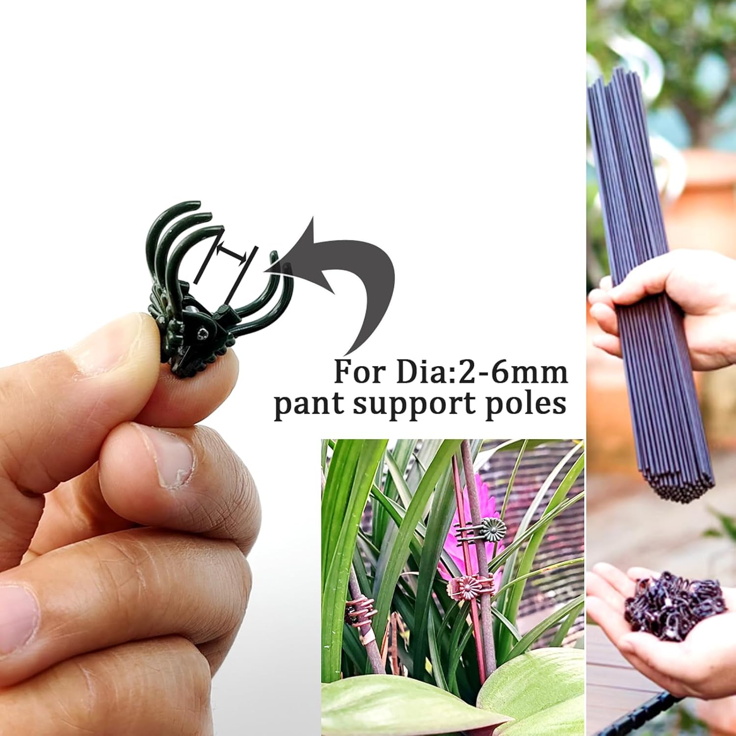 RONYOUNG 200PCS Plant Clips, Orchid Clips Plant Orchid Support Clips Flower and Vine Clips for Supporting Stems Vines Grow Upright Dark Green-VerdiqueGarden